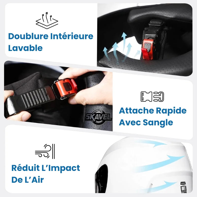 Casque Moto Femme - Triangle I Blanc - Skavel