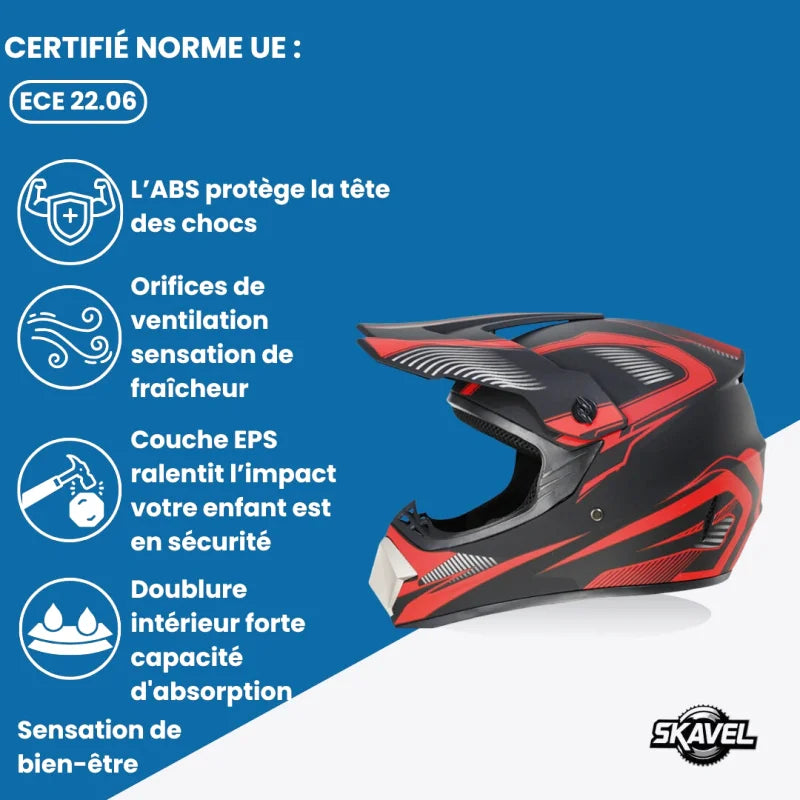 Casque Moto Cross Enfant - Skavel I Noir - Skavel