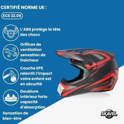Casque Moto Cross Enfant - Skavel I Noir - Skavel