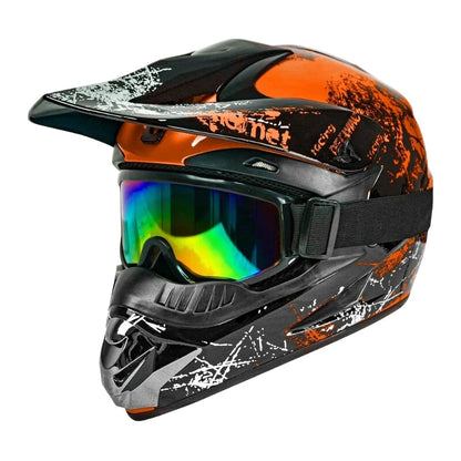 Casque Moto Cross Enfant - Skavel I Noir/Orange - Skavel
