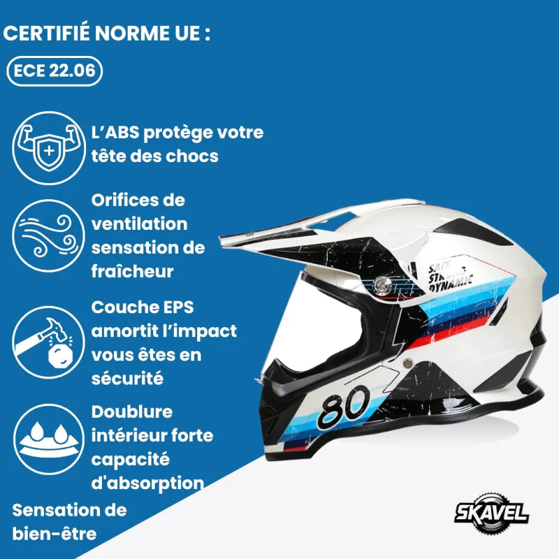 Casque Moto Cross - GHB I Blanc - Skavel