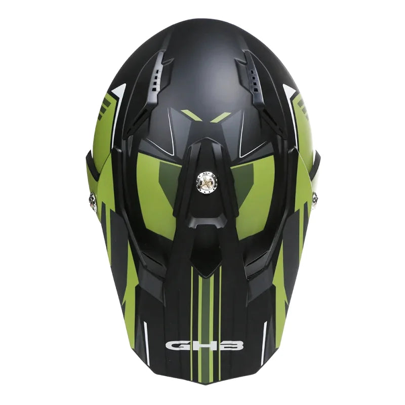 Casque Moto Cross - GHB I Noir/Vert - Skavel