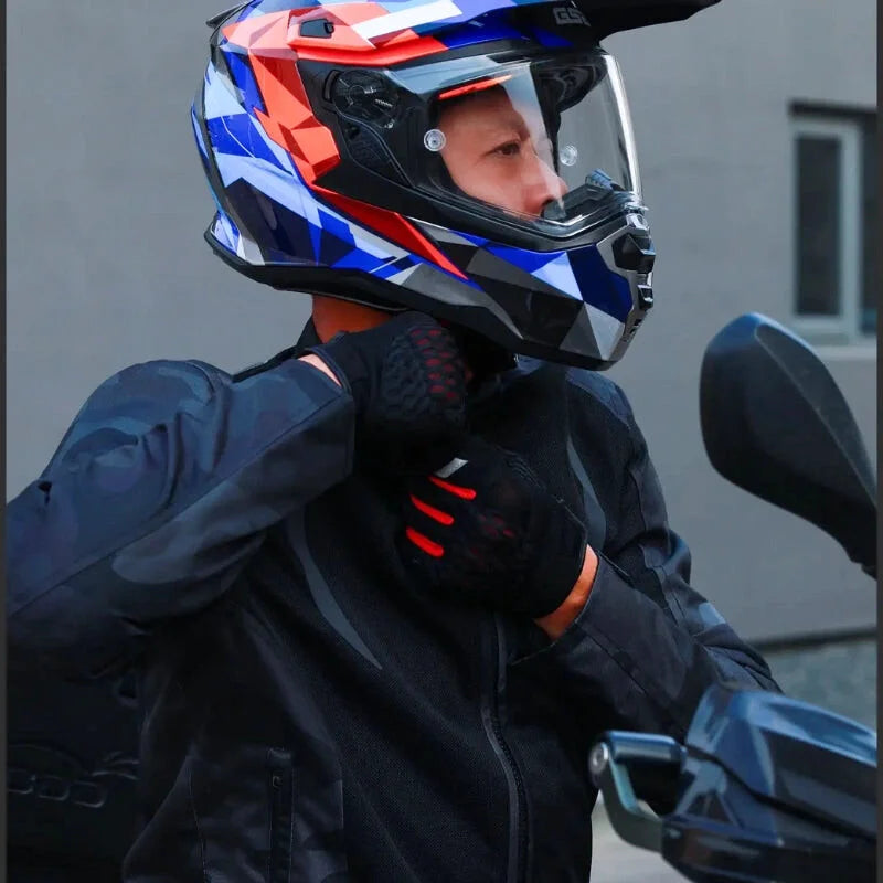 Casque Moto Cross - GSB I Noir/Bleu - Skavel