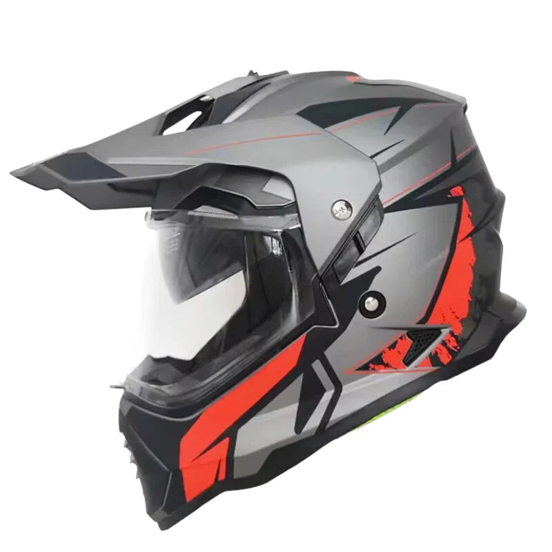 Casque Moto Cross - VGV I Gris/Rouge - Skavel