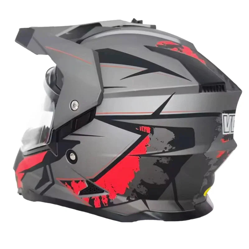 Casque Moto Cross - VGV I Gris/Rouge - Skavel