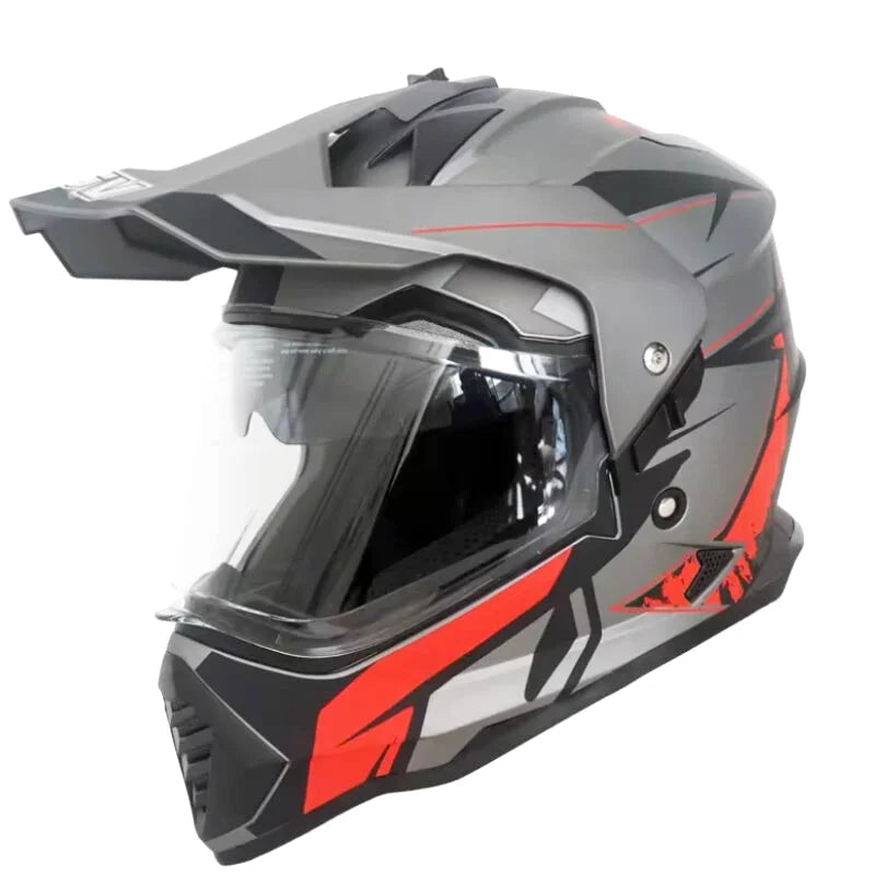 Casque Moto Cross - VGV I Gris/Rouge - Skavel