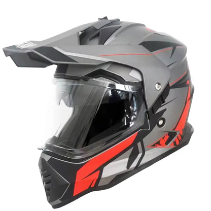 Casque Moto Cross - VGV I Gris/Rouge - Skavel