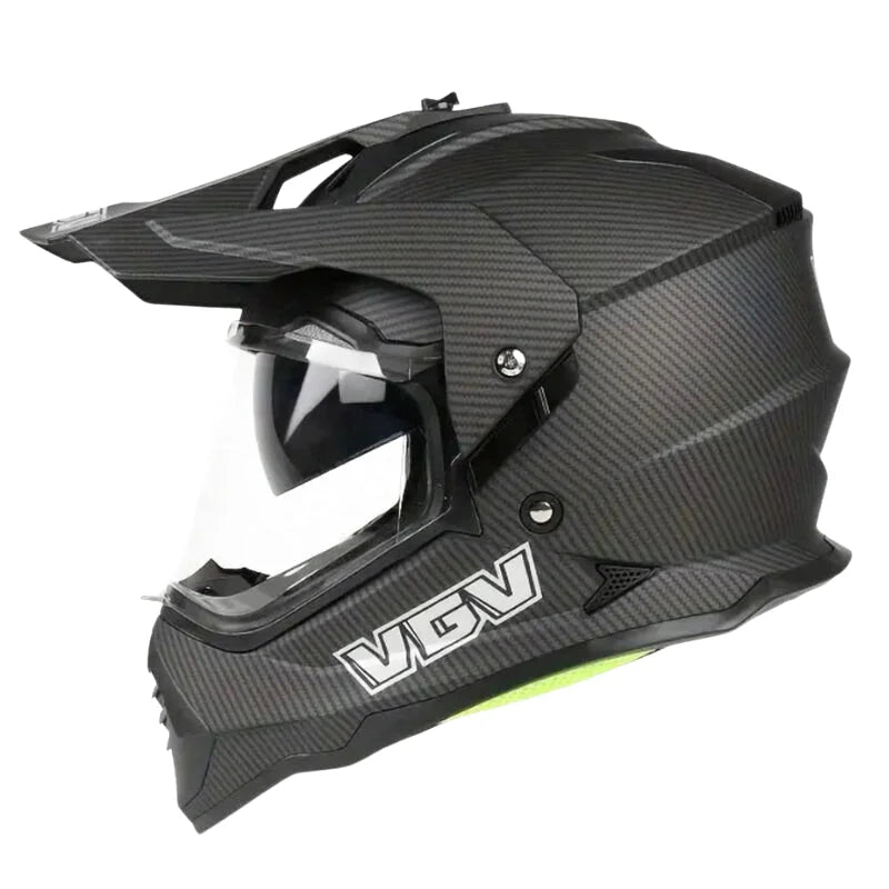 Casque Moto Cross - VGV I Noir Mat Carbone - Skavel