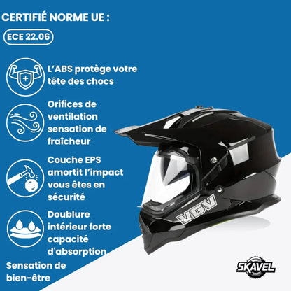 Casque Moto Cross - VGV I Noir - Skavel