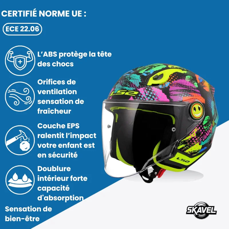 Casque Moto Enfant - LS2 I Noir Graffiti - Skavel