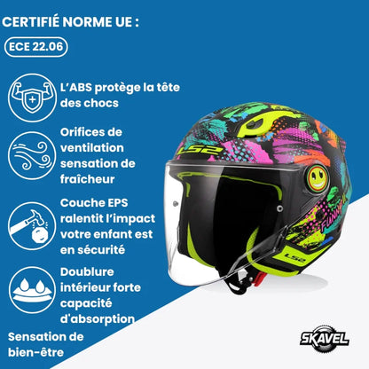 Casque Moto Enfant - LS2 I Noir Graffiti - Skavel