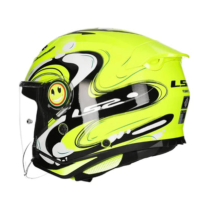 Casque Moto Enfant - LS2 I Noir/Jaune - Skavel