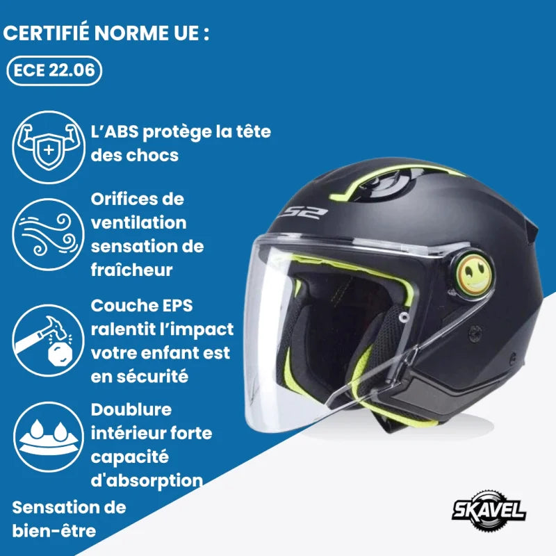 Casque Moto Enfant - LS2 I Noir Mat - Skavel