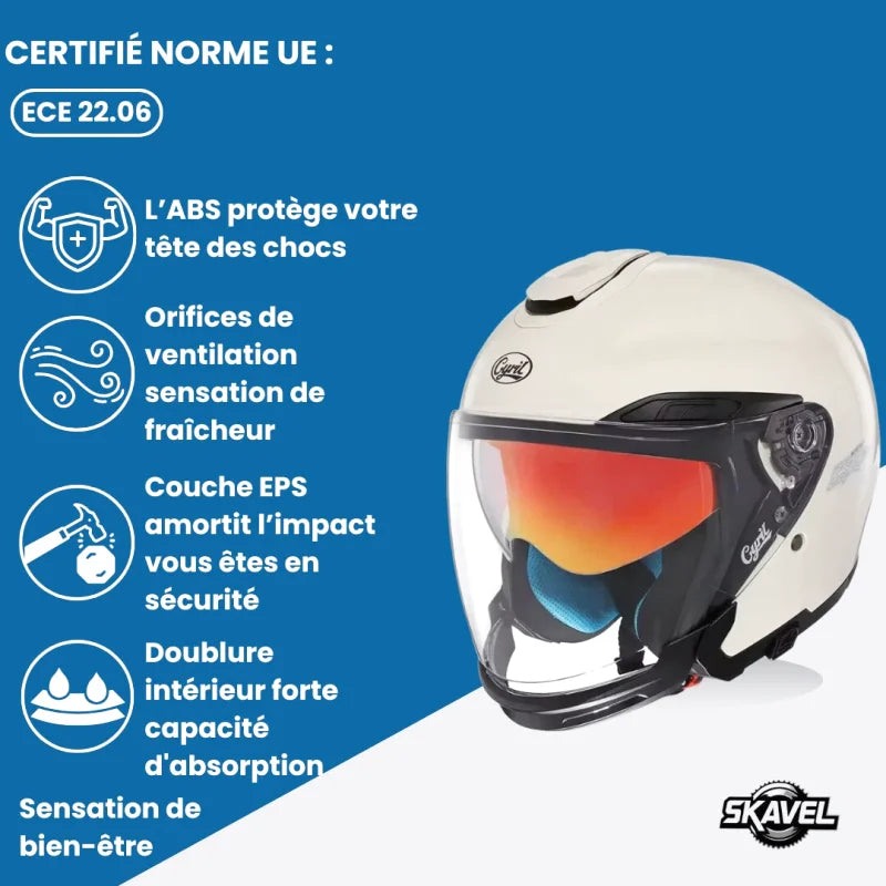 Casque Moto Femme - Cyril I Beige - Skavel