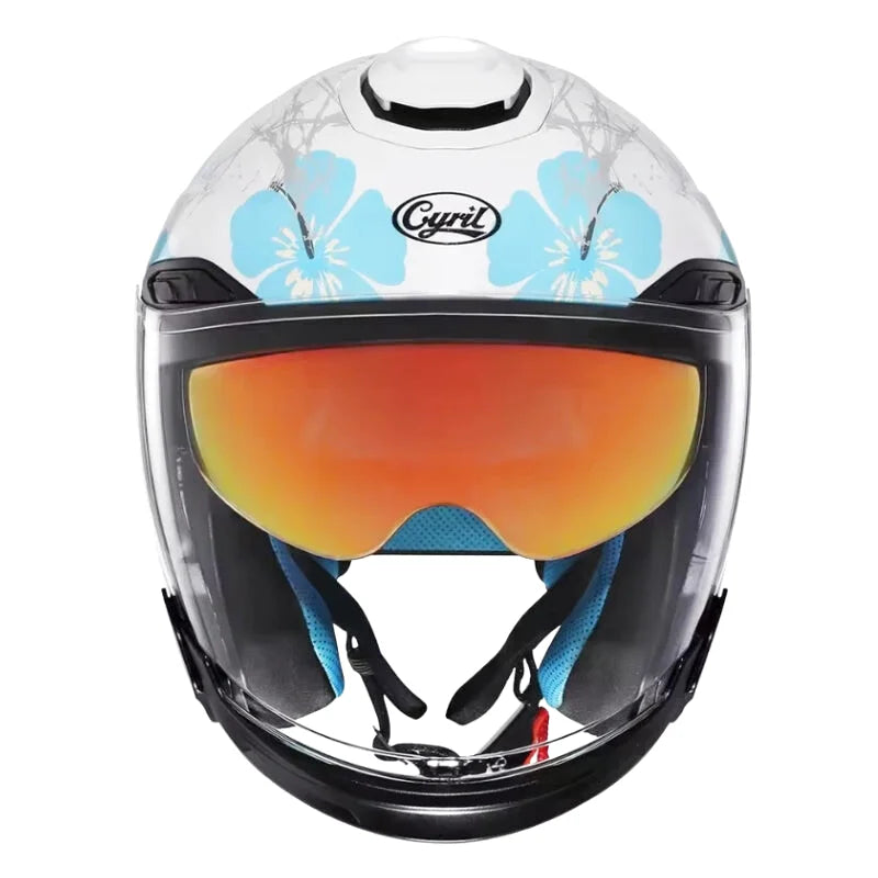 Casque Moto Femme - Cyril I Blanc/Bleu - Skavel