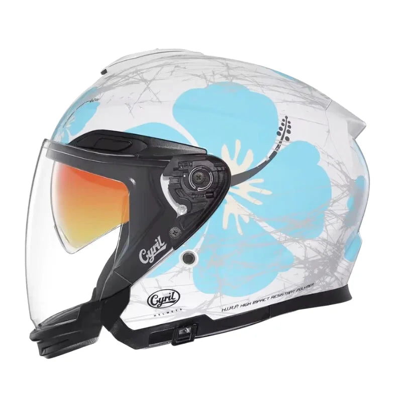 Casque Moto Femme - Cyril I Blanc/Bleu - Skavel