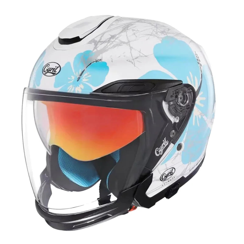 Casque Moto Femme - Cyril I Blanc/Bleu - Skavel