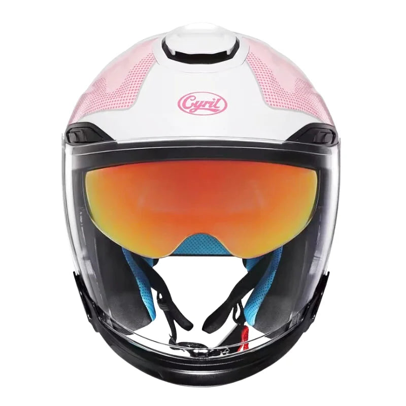 Casque Moto Femme - Cyril I Rose/Blanc - Skavel