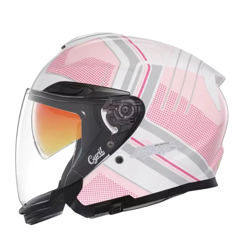 Casque Moto Femme - Cyril I Rose/Blanc - Skavel