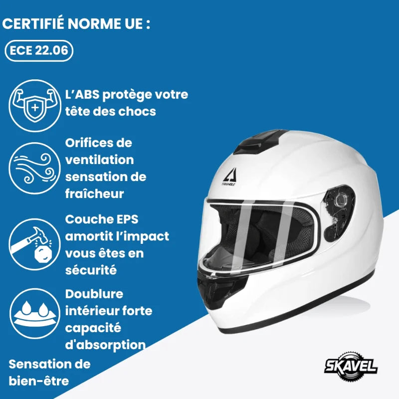 Casque Moto Femme - Triangle I Blanc - Skavel