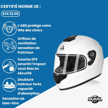 Casque Moto Femme - Triangle I Blanc - Skavel