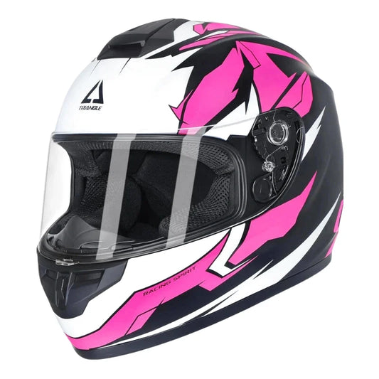 Casque Moto Femme - Triangle I Noir/Rose - Skavel