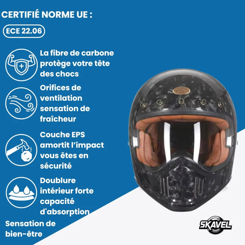 Casque Moto Homme en Carbone - Cyril - Skavel