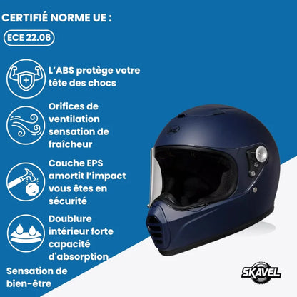 Casque Moto Intégral - Cyril I Bleu Mat - Skavel