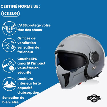 Casque Moto Intégral - Cyril I Gris - Skavel