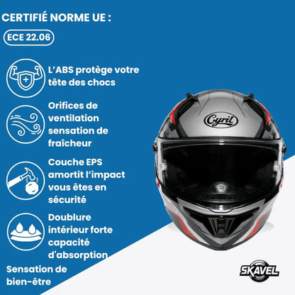 Casque Moto Intégral - Cyril I Noir/Gris - Skavel