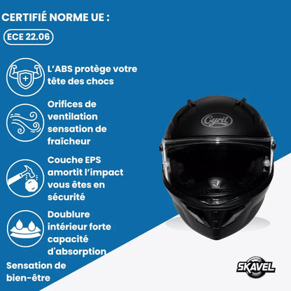 Casque Moto Intégral - Cyril I Noir Mat - Skavel