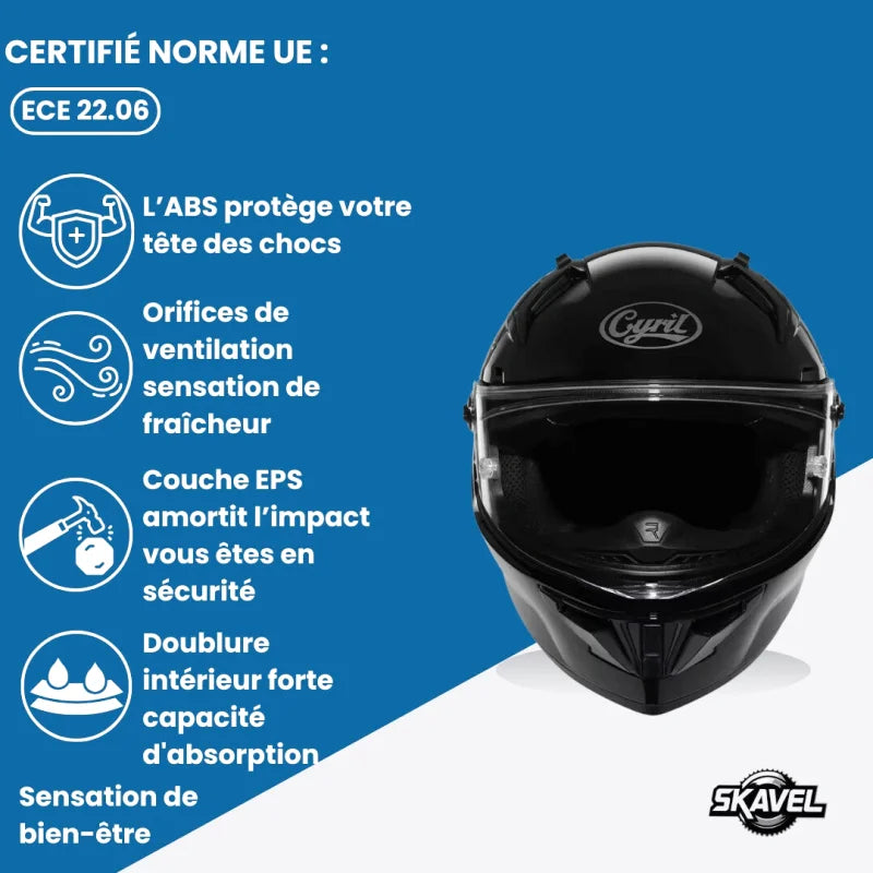 Casque Moto Intégral - Cyril I Noir - Skavel