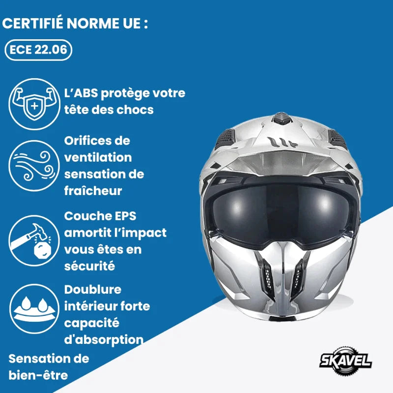 Casque Moto Intégral - MT Helmets I Chrome Argenté - Skavel