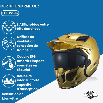 Casque Moto Intégral - MT Helmets I Or Chrome - Skavel