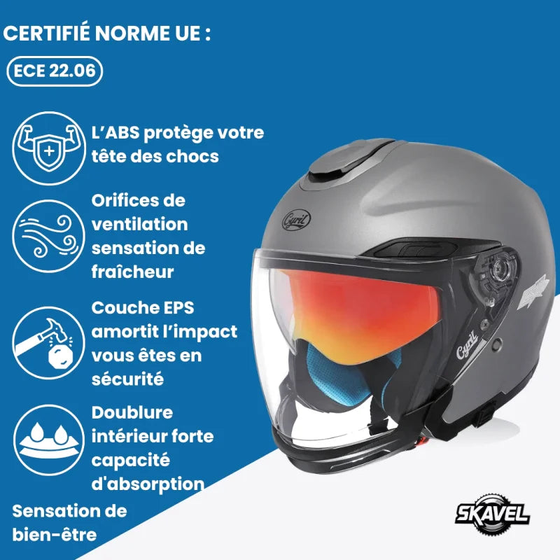 Casque Moto Jet - Cyril I Gris - Skavel