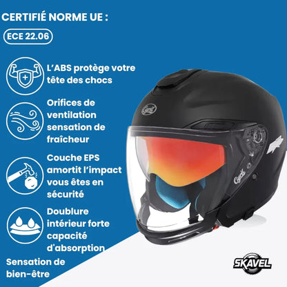 Casque Moto Jet - Cyril I Noir - Skavel
