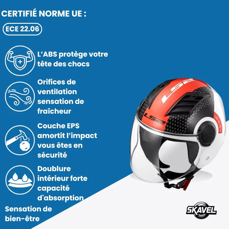 Casque Moto Jet - LS2 I Blanc - Skavel