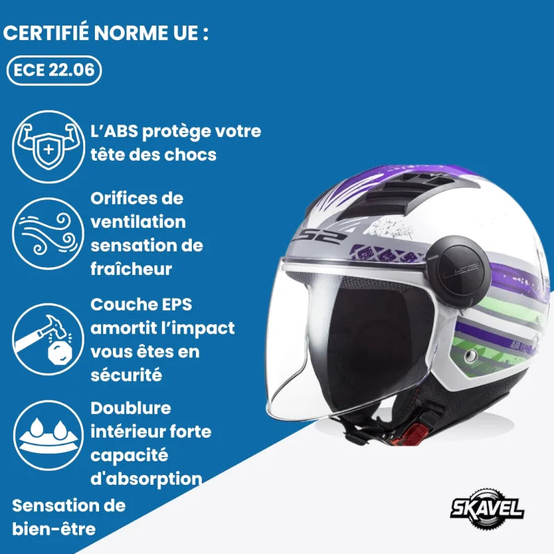 Casque Moto Jet - LS2 I Blanc - Skavel