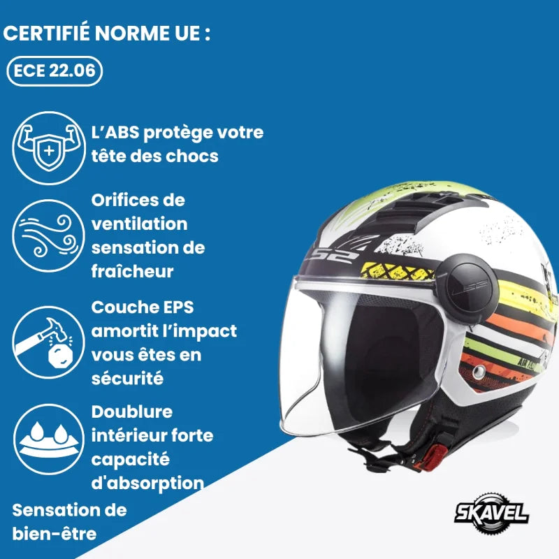 Casque Moto Jet - LS2 I Blanc - Skavel