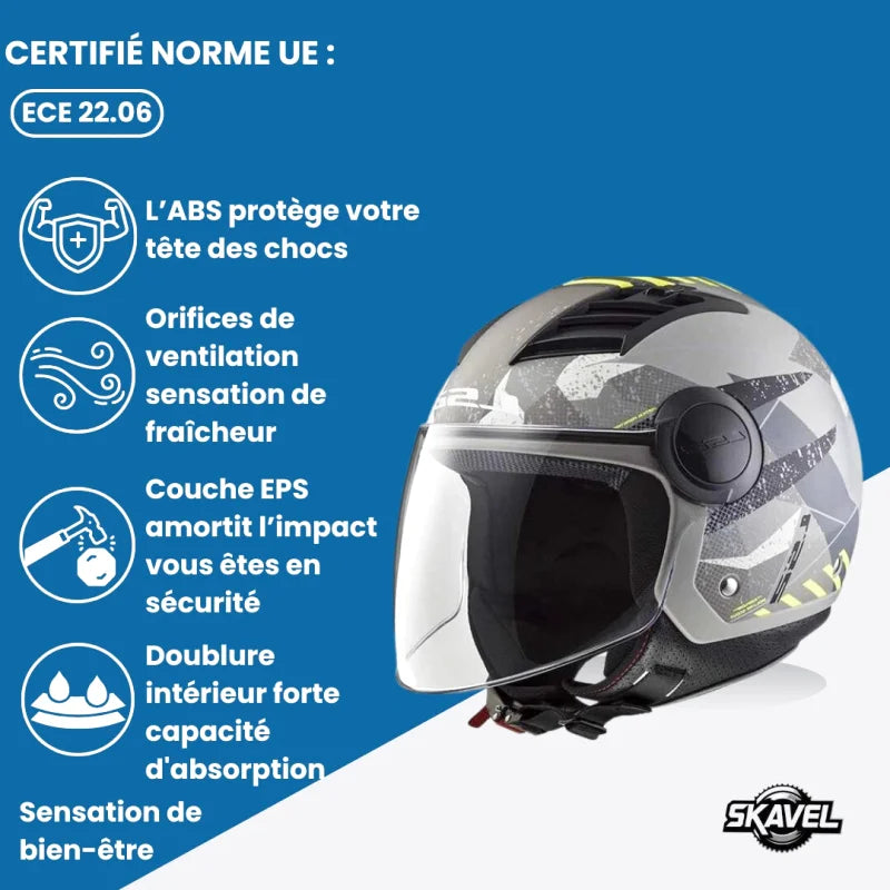 Casque Moto Jet - LS2 I Gris - Skavel