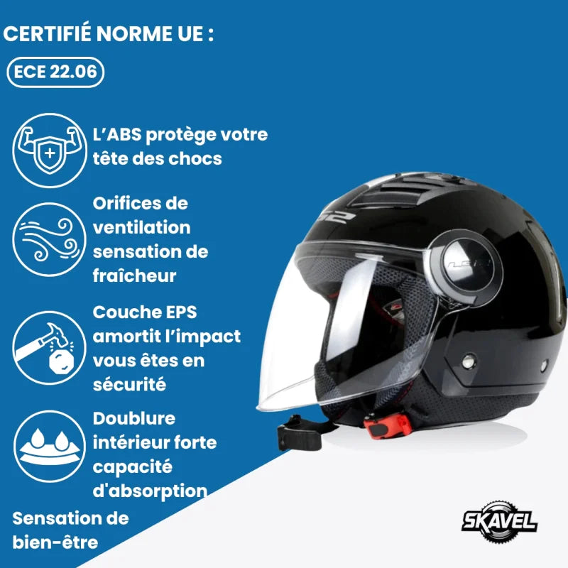 Casque Moto Jet - LS2 I Noir - Skavel