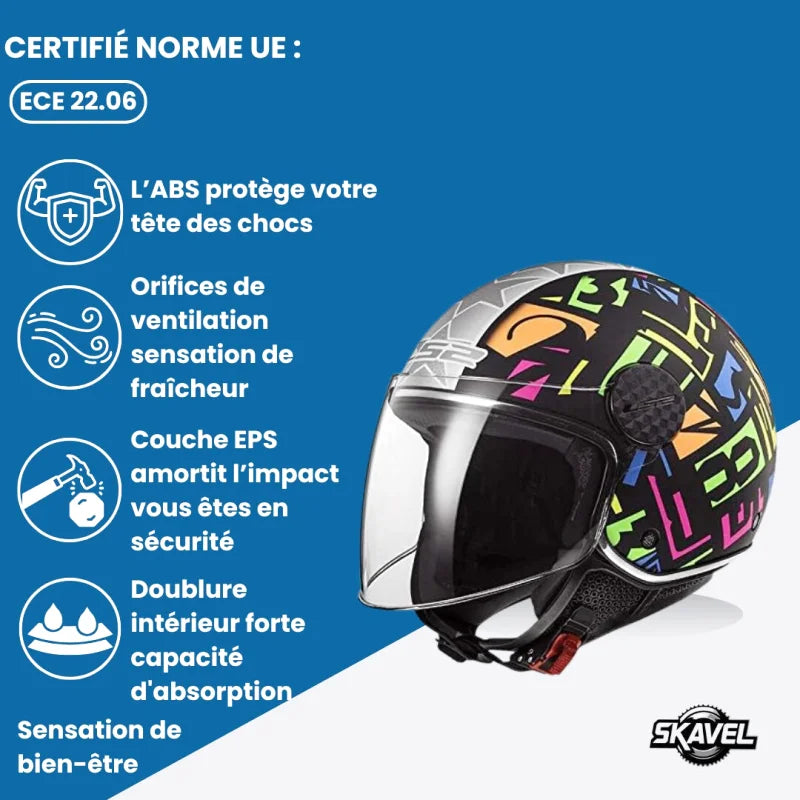 Casque Moto Jet - LS2 I Noir - Skavel