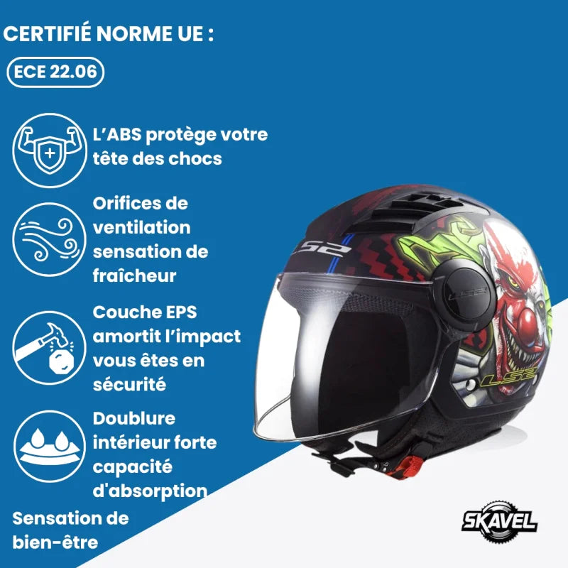 Casque Moto Jet - LS2 I Noir - Skavel