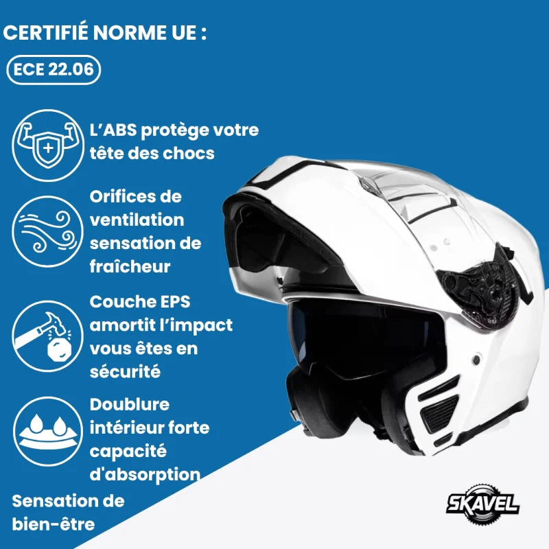 Casque Moto Modulable - Cyril I Blanc - Skavel