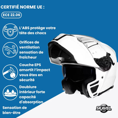 Casque Moto Modulable - Cyril I Blanc - Skavel