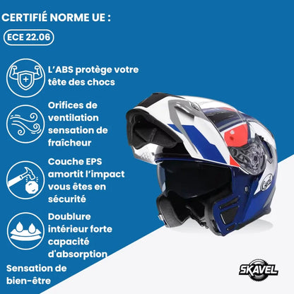 Casque Moto Modulable - Cyril I Bleu - Skavel