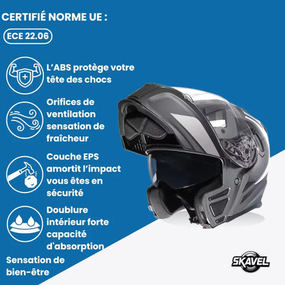 Casque Moto Modulable - Cyril I Gris - Skavel