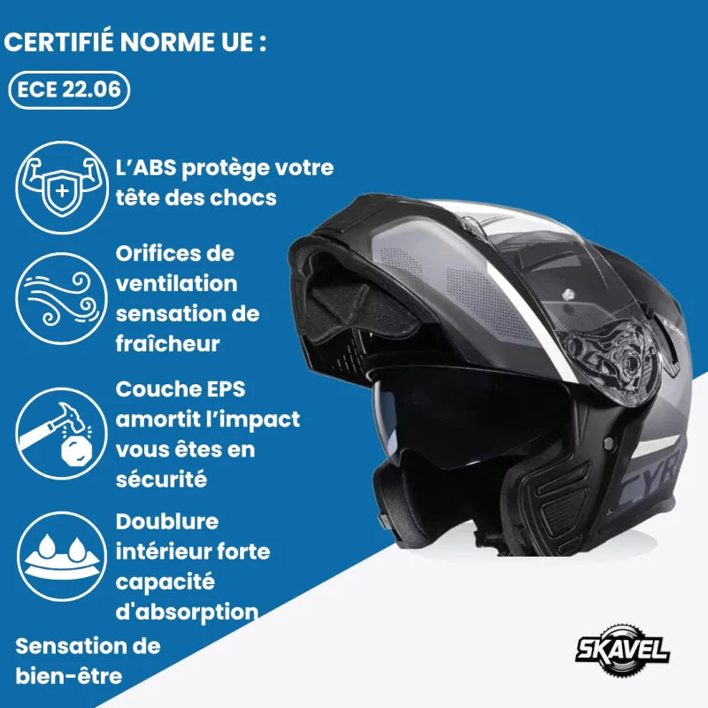 Casque Moto Modulable - Cyril I Noir - Skavel