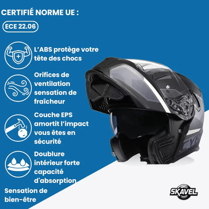 Casque Moto Modulable - Cyril I Noir - Skavel