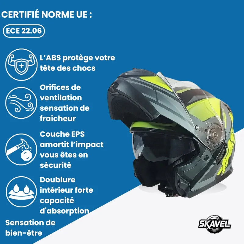 Casque Moto Modulable - FAST I Vert - Skavel